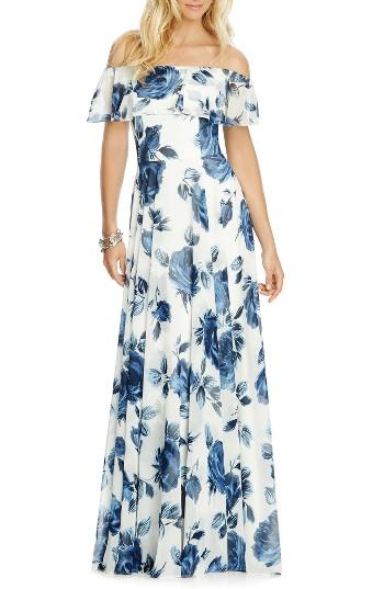 Mariage - After Six Floral Chiffon Off the Shoulder Gown