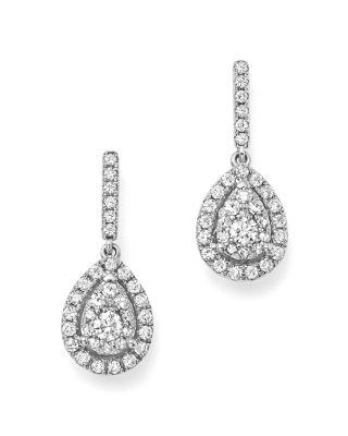 زفاف - Bloomingdale&#039;s Diamond Cluster Teardrop Earrings in 14K White Gold, 1.0 ct. t.w. - 100% Exclusive