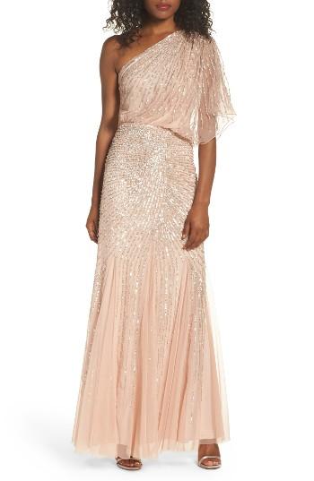 Mariage - Adrianna Papell Sequin One-Shoulder Gown 