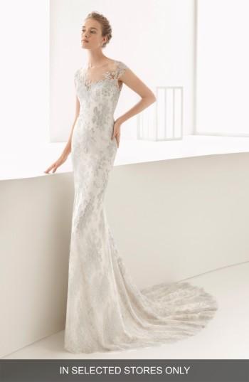 Hochzeit - Rosa Clara Naia Silver Chantilly Lace Mermaid Gown (In Stores Only) 