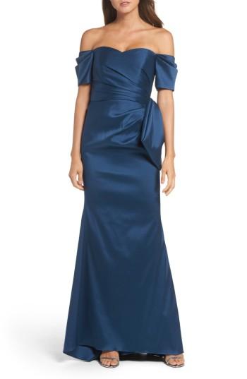 Mariage - Badgley Mischka Bow Back Off the Shoulder Gown 
