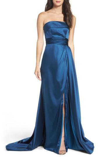 Mariage - Mac Duggal Ruched Strapless Satin Gown 