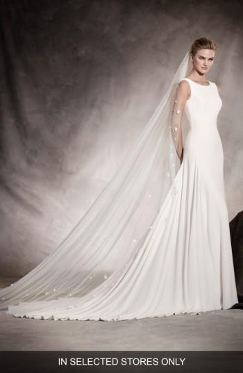 زفاف - Pronovias Amaya Crepe A-Line Gown (In Selected Stores Only) 