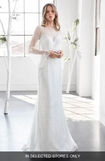 Mariage - Inmaculada García Rubi Bell Sleeve Illusion Sheath Gown (In Selected Stores Only) 
