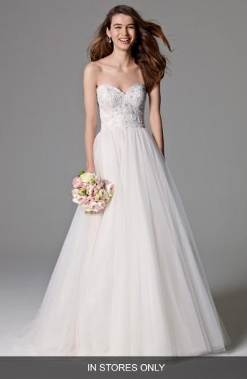 Hochzeit - Watters 'Sheridan' Strapless Lace & Tulle A-Line Gown (In Stores Only) 