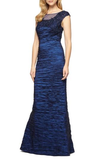 Mariage - Alex Evenings Embellished Illusion Shirred Gown 
