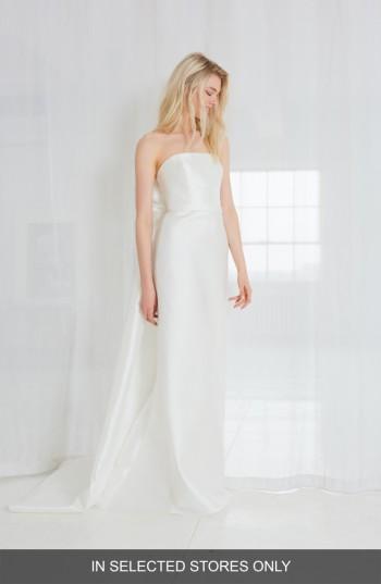 Wedding - Amsale Elona Bow Back Strapless Column Gown (In Selected Stores Only) 