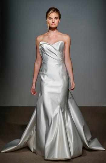 Wedding - Anna Maier Couture Daryl Asymmetrical Seam Satin Mermaid Gown 