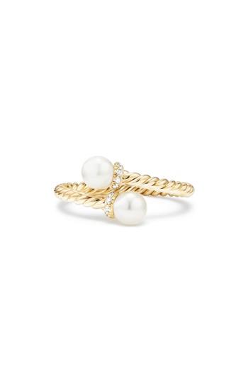 زفاف - David Yurman Solari Bypass Ring with Pearls & Diamonds in 18K Gold 