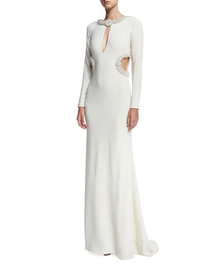 Mariage - Beaded Keyhole Column Gown
