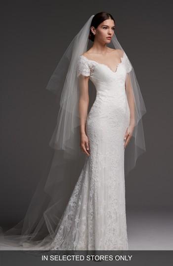 زفاف - Watters Visconti Short Sleeve Lace Gown 