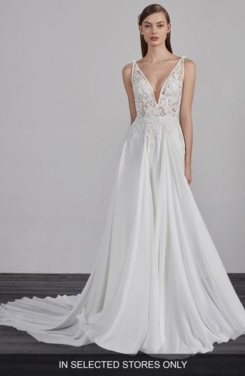 زفاف - Pronovias Escala Illusion Back A-Line Gown 
