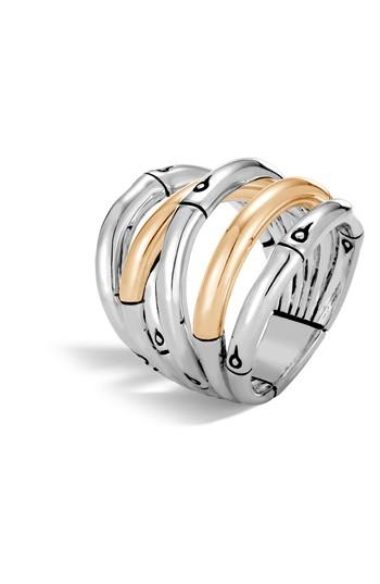 زفاف - John Hardy Bamboo 18-Karat Gold Sterling Silver Stack Ring 
