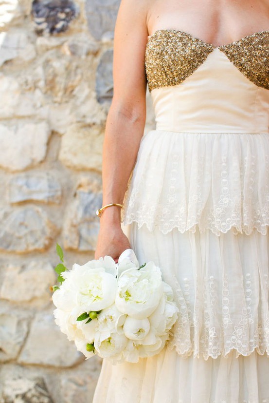 Wedding - Gold Glitter Wedding Dress 