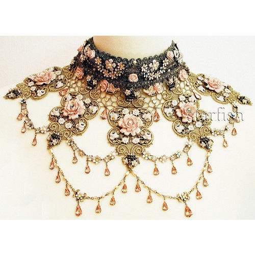 Wedding - Pink and Gold Brilliant Neck Piece Jewellery