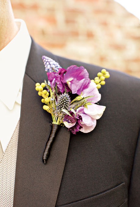Wedding - Purple Boutonniere for Groom 