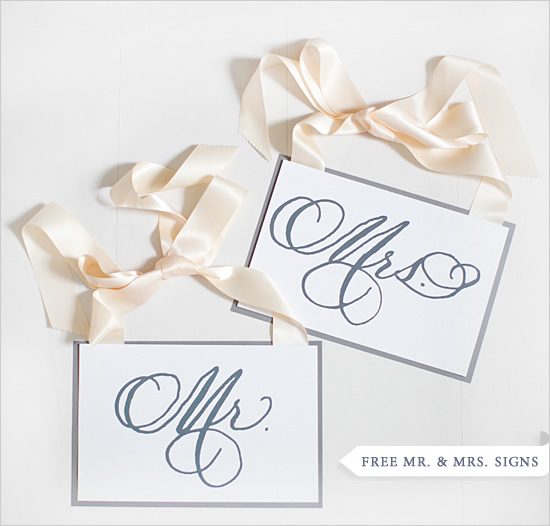 Wedding - Free Mr And Mrs Signs