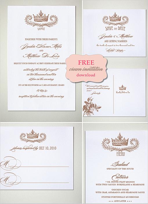 Hochzeit - Kostenlose Crown Weddding Einladung