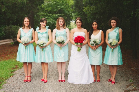 Свадьба - Аква Bridesmaids платья
