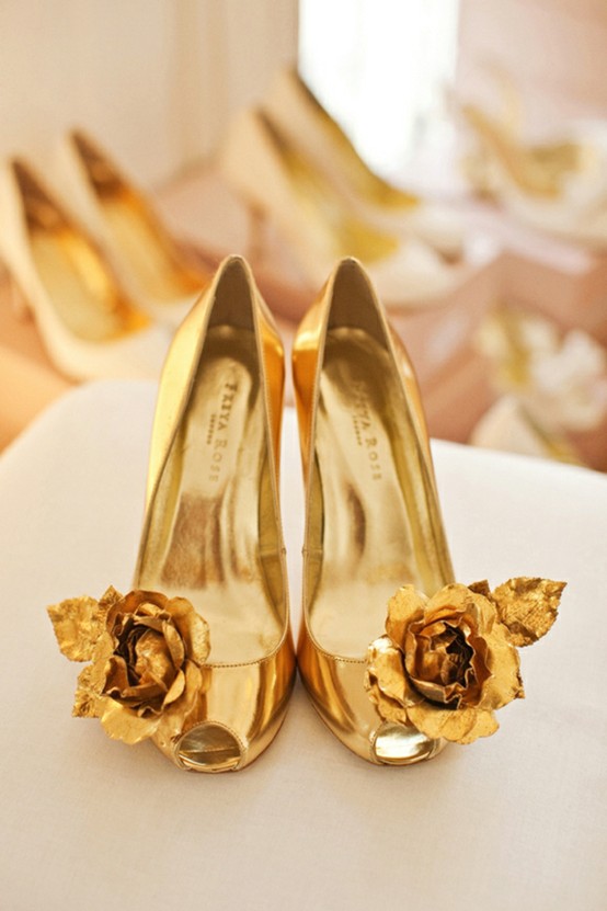 girls gold wedding shoes