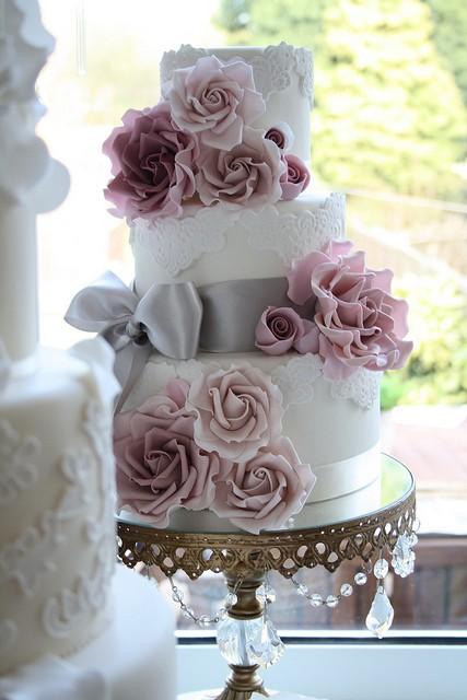 Mariage - Fondant gâteau de mariage en dentelle de mariée ♥ Design Cake