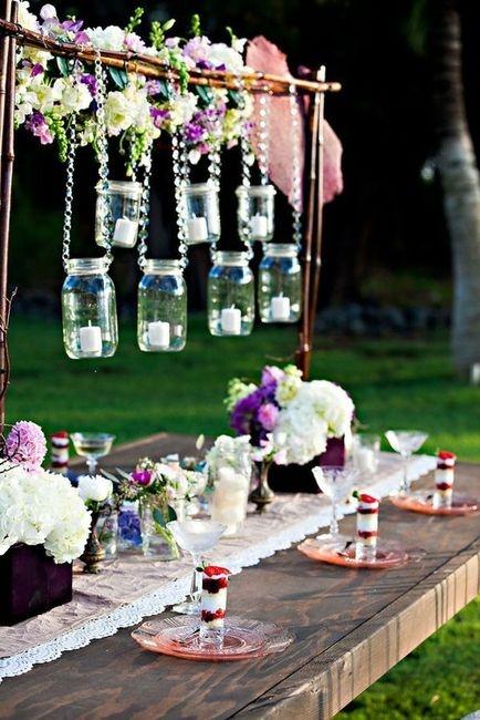 Wedding - Garden Wedding Decors ♥ Glass Hanging Mason Jar and Flower Wedding Decoration 