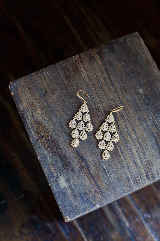 Wedding - Ivory earrings with shimmering stones