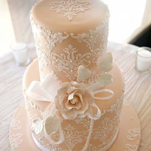 Wedding - Fondant Lace Wedding Cake 