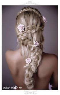 wedding photo - Braid Wedding Hairstyle with Roses ♥ Amazing Wedding Hairstyles for Long Hair 