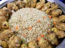 wedding photo -  rice, plate, catering, chicken, food, entree, buffet