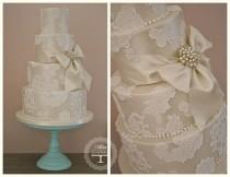 wedding photo - Lace Applique Wedding Cake