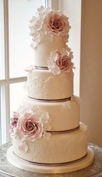 wedding photo - Rose & Hortensia gâteau