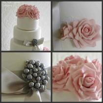 wedding photo - Rose et gris de gâteau de mariage Collage