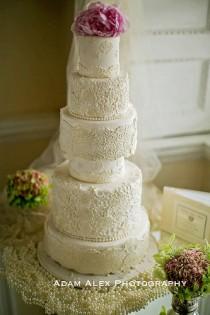 wedding photo - 6 Tier Lace Wedding Cake