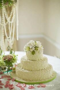 wedding photo - Three Tier Green Lace Cake