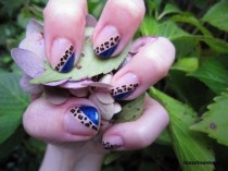 wedding photo - Rayure bleue d'impression de léopard Nail Art Tutoriel