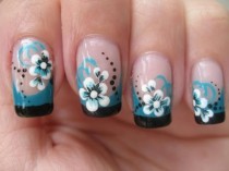 wedding photo - Nail Art: Double Colored French Tip With Flower
