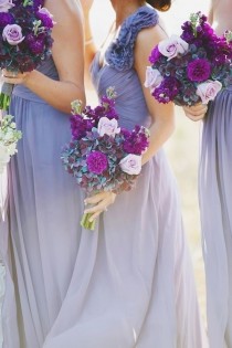 wedding photo - Dress in multiple hues of purple for the bridesmaid