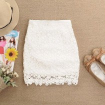 wedding photo - White A-line Flowers Crochet Skirt - Sheinside.com