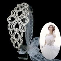 wedding photo - Wedding Crown Rhinestone Headpiece Bridal Lace Headband Hair Accessory