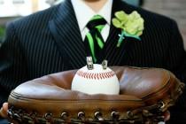 wedding photo - Baseball Ring Bearer Pillow  