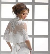 wedding photo -  High Neck Button Back Lace Jacket Bolero Coat Bridal Wedding Bridal Wrap Shrug