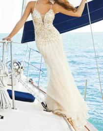 wedding photo - New Mermaid Beades Wedding Dress Bridal Gown Custom Size 4 6 8 10 12 14 16 18   