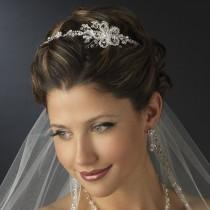 wedding photo - NWT Crystal Side Accent Floral Bridal Wedding Headband