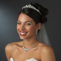 wedding photo - NWT Silver Plated Bridal Wedding Tiara And Jewelry Set