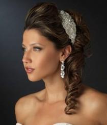 wedding photo - NWT Stunning Rhinestone And Beaded Fabric Side Accent Bridal Wedding Headband