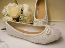wedding photo - Bespoke..handcrafted Pearl & Lace Wedding/bride/bridesmaid Ballet Pumps/shoes