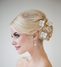 wedding photo - Silk Flower Hairpins -  Bridal Hairpins