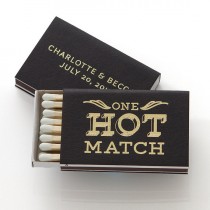 wedding photo -  ONE HOT MATCH Personalized Match Boxes, Min of 25 -Wedding Favors, Party Favors, Custom Wedding Matches, Foil Stamped Match Box Favors 001-2 - New