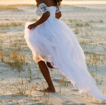 wedding photo - Dreamy wedding dress featuring lace arm bands and soft tulle skirt - New